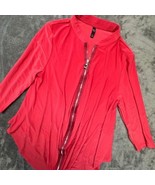 By JJ Red Tunic Top Women&#39;s Small Stand Collar 3/4 Sleeve Zipper Front - $430.99 MXN