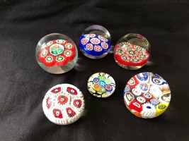 collection of 6 Vintage Murano millefiori paperweight / presse papier - £233.99 GBP