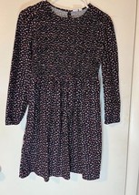 Gap Kids Girls Black Cotton Dress w/Pink Floral Print Ruched Lng Slves S... - $12.99 CAD