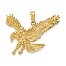 14K Yellow Gold Textured Eagle Charm Bird Pendant Jewerly 27mm x 31mm - £213.51 GBP