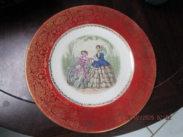 Century By Salem Usa Pottery 3 Dinner Plates 11&quot; Red And Gold ^^ - $123.75