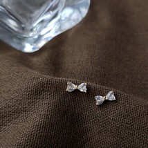 14K Gold Bow Sweets Stud Earrings - S925 Sterling Silver, sparkle, small, gift - £29.91 GBP