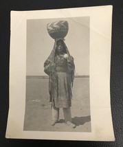 Early 1900&#39;s B&amp;W Photo of Native American Woman Carrying A Water Pot on ... - £11.81 GBP