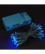 Battery Operated 50 LED Lights Blue on Green Wire - £21.24 GBP