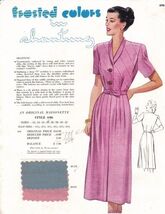 Vintage Maisonette Ad Fabric Swatch 1940s 8x11696 RAYON PRINT DRESS - $382.56 MXN