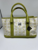 MCM Lime Monogram leather w/suede lining 14”Wx6”Dx9”H with a 6 inch hand... - $400.00