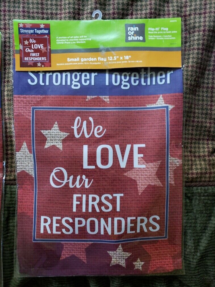 NIP We Love Our First Responders Garden Flag Revesible 100% Nylon Free shipping - $19.79
