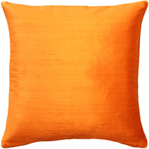 Sankara Orange Silk Throw Pillow 16x16, with Polyfill Insert - £32.13 GBP