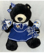 Build-A-Bear BABW Black Plush Bear 12” Cheer Leader Outfit Blue &amp; White ... - £22.26 GBP
