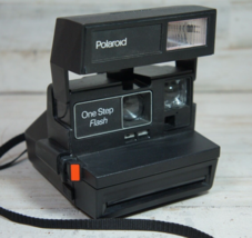 Vintage Polaroid One Step Flash 600 Instant Camera Black w/ Strap - Made in UK - £22.50 GBP