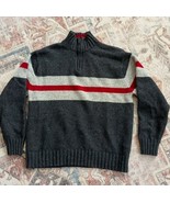 Vintage Gap Lambswool Sweater 1/4 Zip Pullover Sweater Gray Red Stripe M... - $23.74