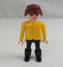 1974 Geobra Playmobile Man Wearing Yellow Shirt Black Pants/boots  2.75&quot;... - $7.75
