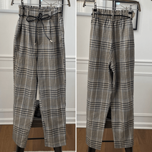 Strativarius Glenn Plaid Paper Bag Crop Trousers Pants XS - $371.51 MXN