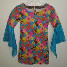 Hippie Girls Halloween Costume Dress Groovy 60s 70s Flowers Handmade Approx 4-5 - £15.72 GBP