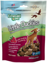 [Pack of 3] Emerald Pet Little Duckies Dog Treats with Duck and Cranberry 5 oz - £29.48 GBP