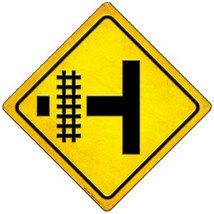 Railroad Crossing Left Novelty Mini Metal Crossing Sign MCX-449 - £13.29 GBP