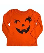 Girl&#39;s Sz 3T Halloween Jack O Lantern Pumpkin Long Sleeve Tee Orange Gli... - £7.00 GBP