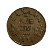 1934 Canada Small One Cent Coin Circulated VG - $1.76