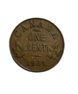 1934 Canada Small One Cent Coin Circulated VG - €1,51 EUR