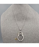 Vtg Crown Trifari Modernist Pendant Necklace Silver Tone Oval Original P... - $49.99