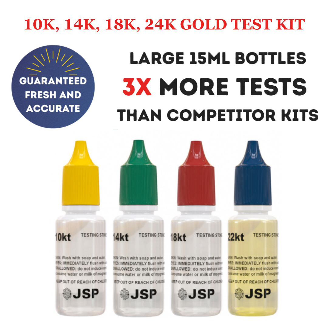 Gold Jewelry Coins Bars Testing Kit 10k 14k 18k 22k Solutions Acids JSP - $16.80