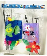 Spring Outdoor Hanging Wind Sock Flag Decoration~Flowers &amp; Frog~2 PACK - €12,80 EUR