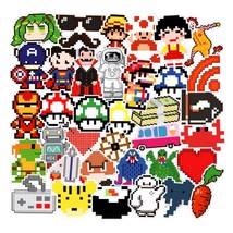 50pcs Pixel Mario Anime Stickers For Wall Decor Fridge Bike Refrigerator... - £6.99 GBP