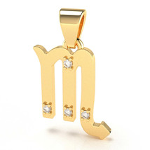 Scorpio Zodiac Sign Diamond Pendant In Solid 14k Yellow Gold - £156.50 GBP