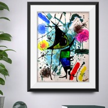 Stained glass panel,Abstract stained glass painting ,Joan Miro inspired, waterco - £31.90 GBP