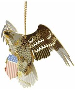 American Bald Eagle 54436 Holding Flag Shield 3D Brass Ornament USA - $44.77 CAD