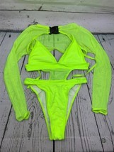 Rave Outfits for Women Long Sleeve Crop Top Neon Bodysuit Two Piece Swim... - £19.00 GBP