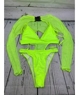 Rave Outfits for Women Long Sleeve Crop Top Neon Bodysuit Two Piece Swim... - £19.13 GBP