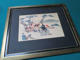 Woodblock Print Japanese &#39;family Meeting No Glass - £131.76 GBP