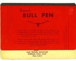 Kover&#39;s Bull Pen Menu Ventura Boulevard Sherman Oaks California 1950&#39;s - £68.11 GBP