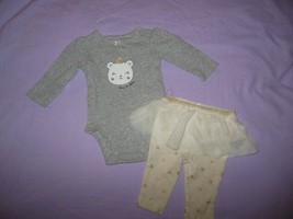 NWOT Girls Carters Gray&amp;Ivory Outfit 3M Tutu Pants w Hearts - £7.95 GBP