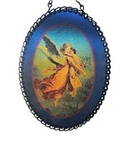 Vintage Oval Stained Acrylic Suncatcher Guardian Angel Chain Hanger - $19.99