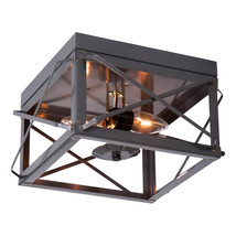 Irvin&#39;s Country Tinware Double Ceiling Light with Folded Bars in Country Tin - £106.54 GBP