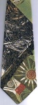 Furore Monti Necktie Abstract Mainly Greens 100% Vicose - $14.25