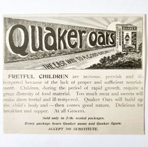 Quaker Oats Fretful Children 1897 Advertisement Victorian Cereal ADBN1vvv - $19.99
