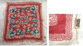 VTG Floral Flowers Sheer Head Scarf Square Hand Rolled Silk 25&quot; x 24&quot; Ba... - $34.60