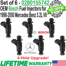OEM x6 Bosch 4-Hole Upgrade Fuel Injectors for 1998-2000 Mercedes Benz C280 2.8L - £73.97 GBP