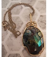 Vintage Dichroic Art Glass Jewelry Pendant Necklace Green - €38,37 EUR