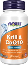 NOW Supplements- Krill &amp; CoQ10- Phospholipid-Bound Omega-3- Heart Support*- 60 S - £34.28 GBP