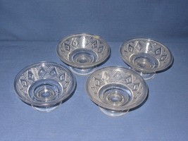 4 Grand Diamond Medallion Dessert Sherbet Bowls  Vtg Clear Pressed Glass - £15.58 GBP