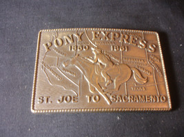 Old Vtg Collectible Gold Tone Belt Buckle with Pony Express 1860- 1861 - £15.80 GBP