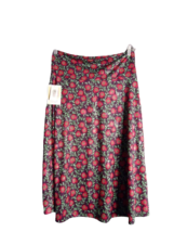 LuLaRoe Azure A-Line Knee Length Skirt Purple Pink Green Floral Size Lar... - $17.82