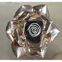 Huge 925 Sterling Silver Rose Flower Ring, Adjustable Size Sky - $68.91