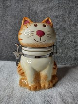 Boston Warehouse Orange Tabby Hinged Canister Kitty Cat Treat Jar BW Trading Co - £11.98 GBP