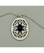 Silver Tone Blue Filigree Pendant Necklace – Edwardian Style; Tag “NWT” - €11,67 EUR