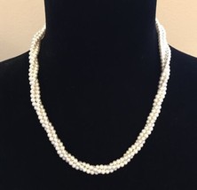 Faux Pearl Necklace Opulent Classic Triple Strand Twisted Elegant Versatile - £10.38 GBP